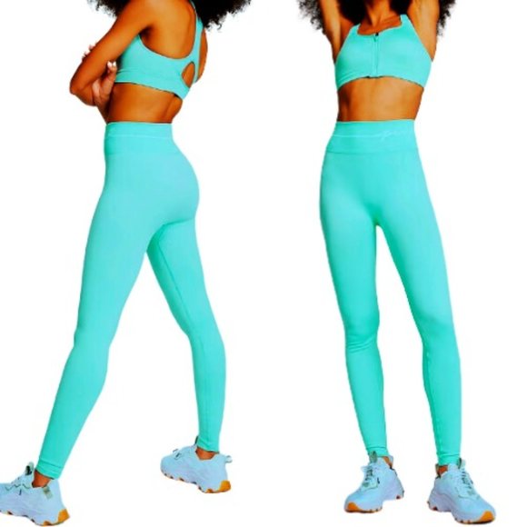 PINK Victoria's Secret Leggings Ultimate High Waist Logo Wide Band Blue SZ SMALL - Picture 12 of 13